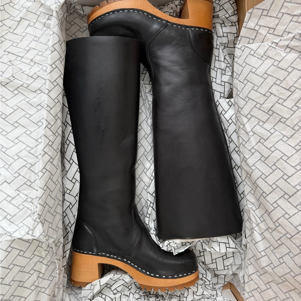 Swedish Hasbeens Black Heeled Boots NIB - Picture 4 of 9